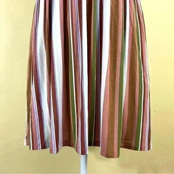 Nordstrom Striped Peasant Boho Ruffle SleeveFit Flare Mini Sun Dress Size M - Picture 6 of 15